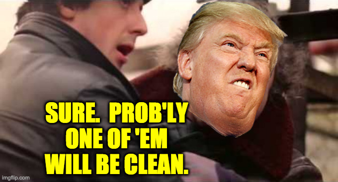 SURE.  PROB'LY
ONE OF 'EM
WILL BE CLEAN. | made w/ Imgflip meme maker