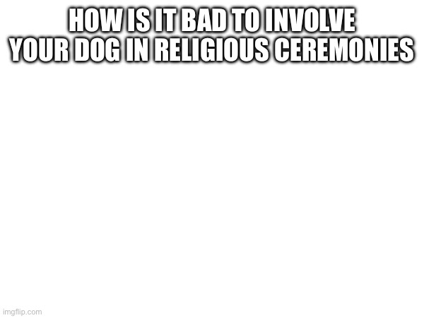 HOW IS IT BAD TO INVOLVE YOUR DOG IN RELIGIOUS CEREMONIES | made w/ Imgflip meme maker