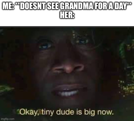 Did you grow?! | ME: **DOESNT SEE GRANDMA FOR A DAY**
HER: | image tagged in middle school | made w/ Imgflip meme maker