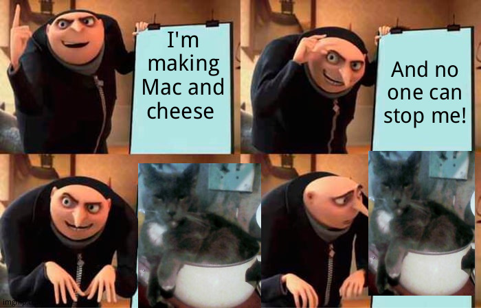 Betrayal | I'm making Mac and cheese; And no one can stop me! | image tagged in memes,gru's plan | made w/ Imgflip meme maker