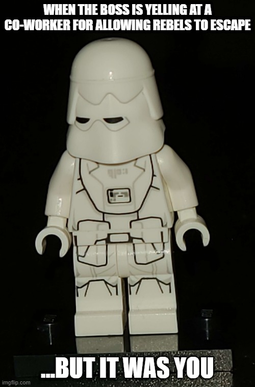 WHEN THE BOSS IS YELLING AT A CO-WORKER FOR ALLOWING REBELS TO ESCAPE; ...BUT IT WAS YOU | made w/ Imgflip meme maker