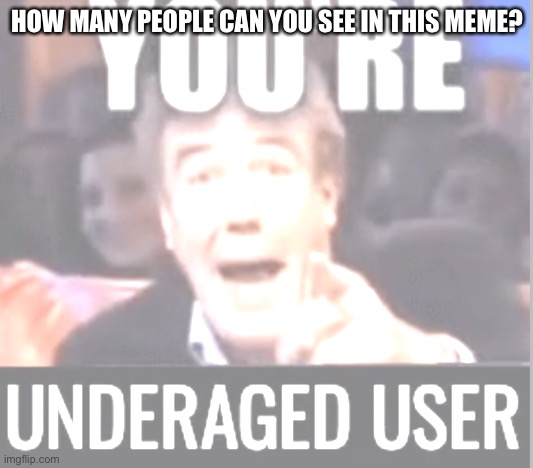 You’re underage user | HOW MANY PEOPLE CAN YOU SEE IN THIS MEME? | image tagged in you re underage user | made w/ Imgflip meme maker