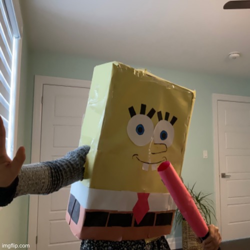 My homemade Spongebob costume | image tagged in you have been eternally cursed for reading the tags,spongebob | made w/ Imgflip meme maker