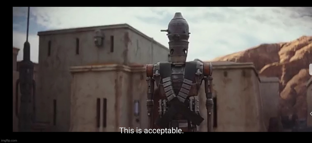 Battle droid this is acceptable | image tagged in battle droid this is acceptable | made w/ Imgflip meme maker