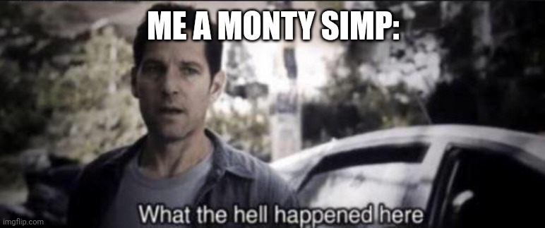 What the hell happened here | ME A MONTY SIMP: | image tagged in what the hell happened here | made w/ Imgflip meme maker