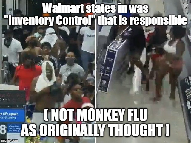 Walmart states in was "Inventory Control" that is responsible ( NOT MONKEY FLU AS ORIGINALLY THOUGHT ] | made w/ Imgflip meme maker