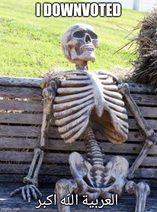 Waiting Skeleton Meme | I DOWNVOTED العربية الله اكبر | image tagged in memes,waiting skeleton | made w/ Imgflip meme maker