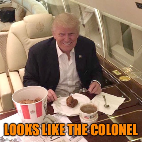 Trump KFC | LOOKS LIKE THE COLONEL | image tagged in trump kfc | made w/ Imgflip meme maker