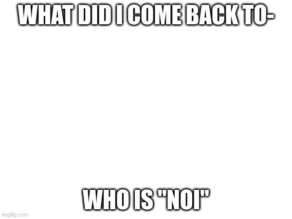 WHAT DID I COME BACK TO-; WHO IS "NOI" | made w/ Imgflip meme maker