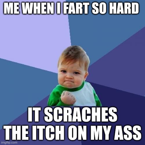 Success Kid | ME WHEN I FART SO HARD; IT SCRACHES THE ITCH ON MY ASS | image tagged in memes,success kid | made w/ Imgflip meme maker