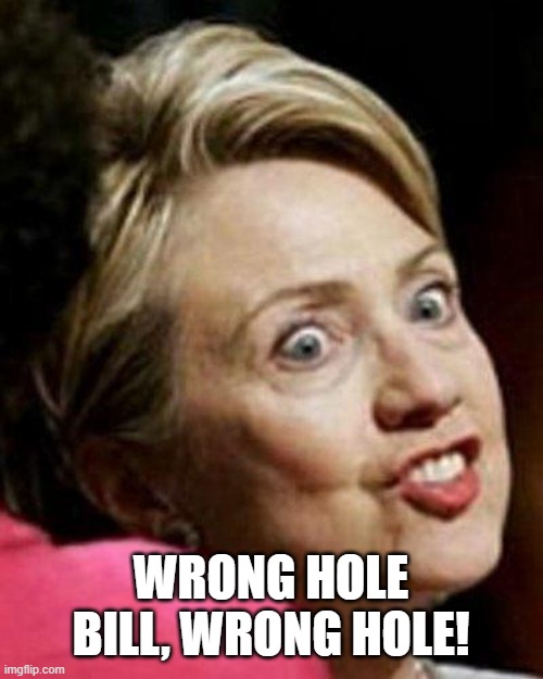 wrong hole my love | WRONG HOLE BILL, WRONG HOLE! | image tagged in hillary clinton fish | made w/ Imgflip meme maker
