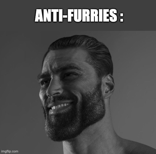 anti-furries are gigachad | ANTI-FURRIES : | image tagged in anti furries,gigachad,funny,relatable,strong,muscles | made w/ Imgflip meme maker
