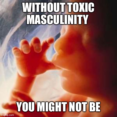 Fetus | WITHOUT TOXIC MASCULINITY YOU MIGHT NOT BE | image tagged in fetus | made w/ Imgflip meme maker
