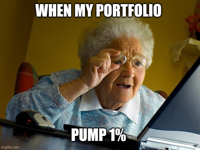 Grandma Finds The Internet Meme | WHEN MY PORTFOLIO; PUMP 1% | image tagged in memes,grandma finds the internet | made w/ Imgflip meme maker