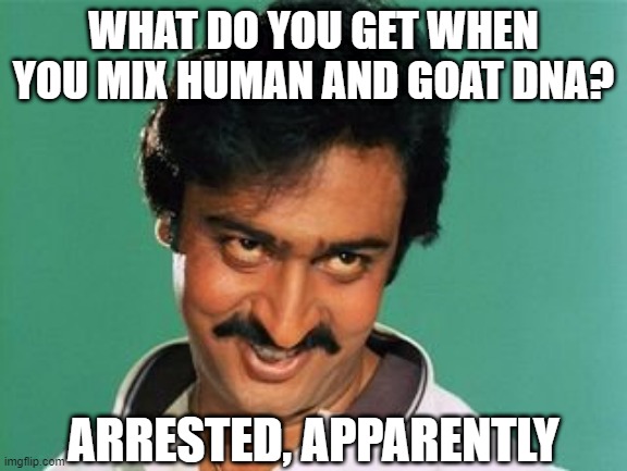 Jail | WHAT DO YOU GET WHEN YOU MIX HUMAN AND GOAT DNA? ARRESTED, APPARENTLY | image tagged in pervert look | made w/ Imgflip meme maker
