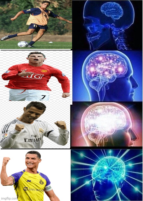 Types Of Ronaldo Brains | image tagged in memes,expanding brain | made w/ Imgflip meme maker