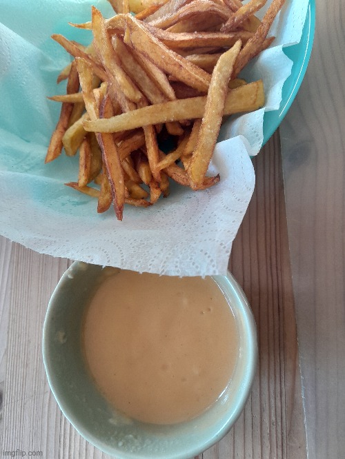 Some fries I made with cheese sauce | image tagged in photos | made w/ Imgflip meme maker