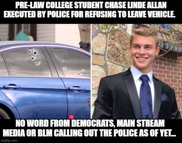 He didn't check any boxes so... I doubt the hypocrites on the left will say anything. | PRE-LAW COLLEGE STUDENT CHASE LINDE ALLAN EXECUTED BY POLICE FOR REFUSING TO LEAVE VEHICLE. NO WORD FROM DEMOCRATS, MAIN STREAM MEDIA OR BLM CALLING OUT THE POLICE AS OF YET... | image tagged in blm,democrats,political meme,cops,truth,stupid liberals | made w/ Imgflip meme maker