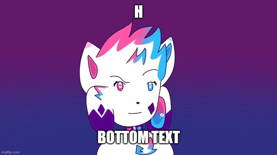 KittyDog RobTop | H; BOTTOM TEXT | image tagged in pink and blue background,kittydog | made w/ Imgflip meme maker