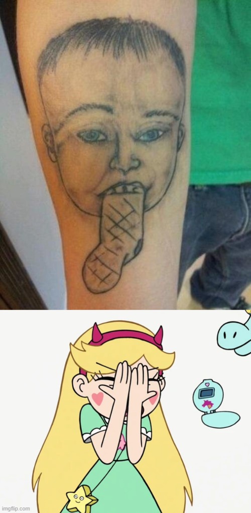 Just why | image tagged in star butterfly severe facepalm,star vs the forces of evil,memes,funny,tattoos,bad tattoos | made w/ Imgflip meme maker