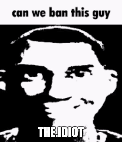 Can we ban this guy | THE.IDIOT | image tagged in can we ban this guy | made w/ Imgflip meme maker