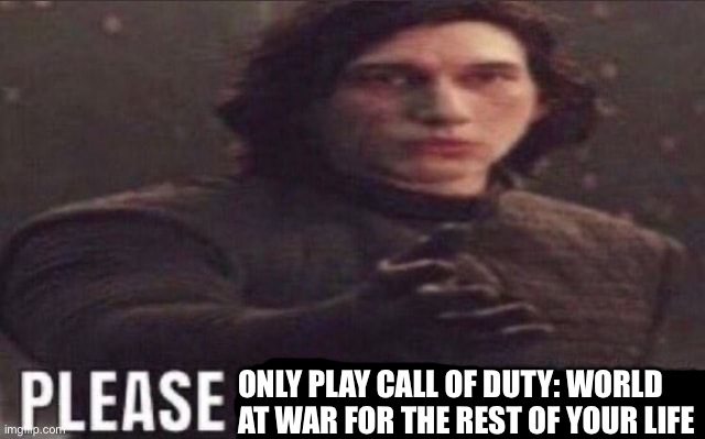 please become funny | ONLY PLAY CALL OF DUTY: WORLD AT WAR FOR THE REST OF YOUR LIFE | image tagged in please become funny | made w/ Imgflip meme maker