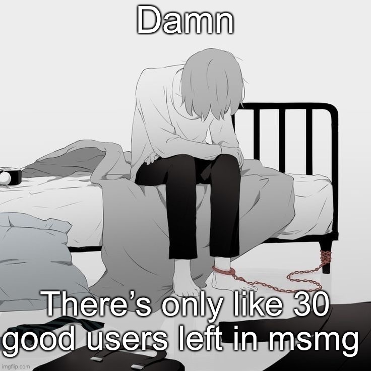Avogado6 depression | Damn; There’s only like 30 good users left in msmg | image tagged in avogado6 depression | made w/ Imgflip meme maker