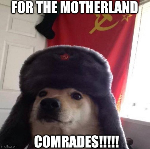 Motherland | FOR THE MOTHERLAND; COMRADES!!!!! | image tagged in russian doge | made w/ Imgflip meme maker