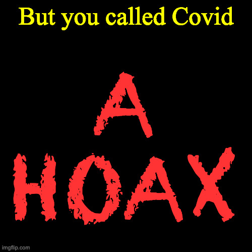 Blank | But you called Covid; A
HOAX | image tagged in blank | made w/ Imgflip meme maker