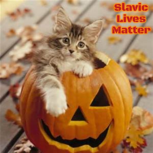 Halloween Cat | Slavic Lives Matter | image tagged in halloween cat,slavic,slavic star trek | made w/ Imgflip meme maker