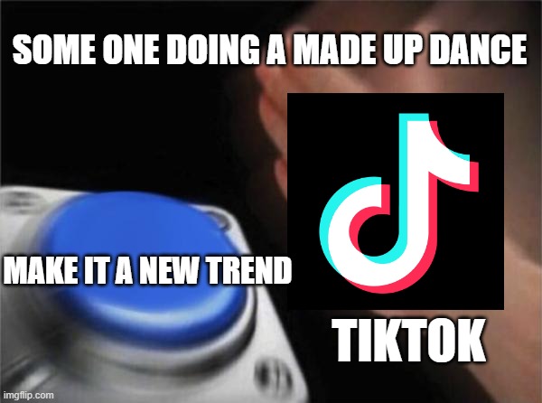 Blank Nut Button Meme | SOME ONE DOING A MADE UP DANCE; MAKE IT A NEW TREND; TIKTOK | image tagged in memes,blank nut button,tiktok,new memes | made w/ Imgflip meme maker