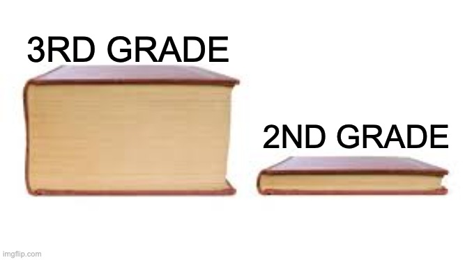 Big book small book | 3RD GRADE; 2ND GRADE | image tagged in big book small book | made w/ Imgflip meme maker