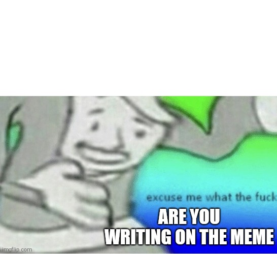 Excuse me wtf blank template | ARE YOU WRITING ON THE MEME | image tagged in excuse me wtf blank template | made w/ Imgflip meme maker