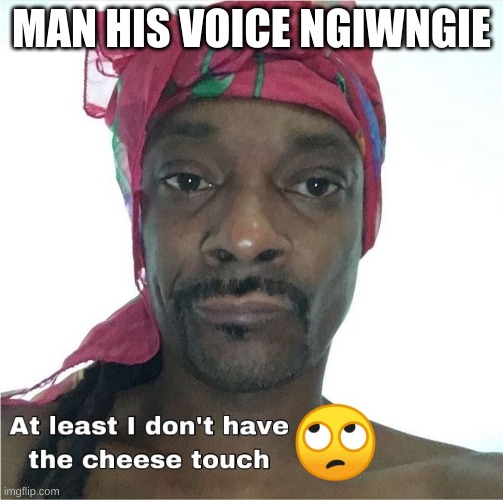. | MAN HIS VOICE NGIWNGIE | image tagged in cheese touch | made w/ Imgflip meme maker