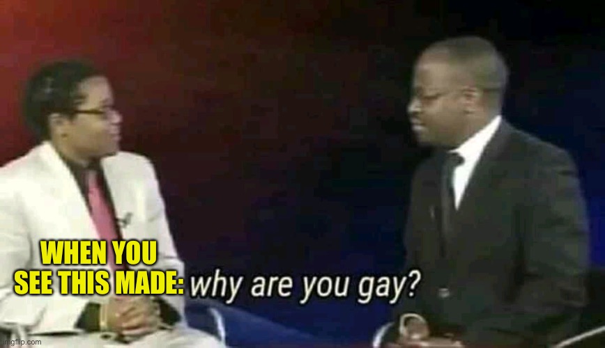 Why are you gay? | WHEN YOU SEE THIS MADE: | image tagged in why are you gay | made w/ Imgflip meme maker