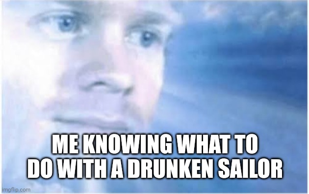 In heaven looking down | ME KNOWING WHAT TO DO WITH A DRUNKEN SAILOR | image tagged in in heaven looking down | made w/ Imgflip meme maker