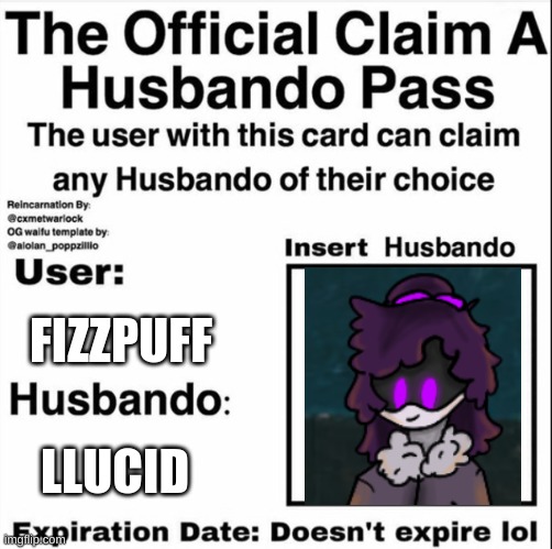 the beloved | FIZZPUFF; LLUCID | image tagged in claim a husbando pass,marriage,gay marriage,romance | made w/ Imgflip meme maker