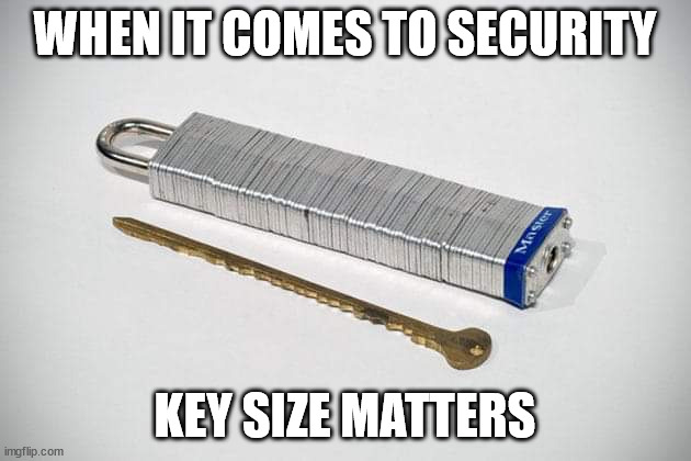 Monster Lock | WHEN IT COMES TO SECURITY; KEY SIZE MATTERS | image tagged in lock,key | made w/ Imgflip meme maker