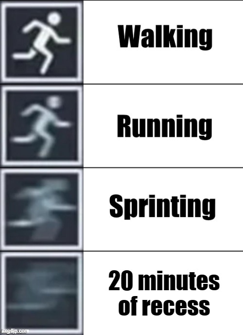 Very Fast | 20 minutes of recess | image tagged in very fast | made w/ Imgflip meme maker