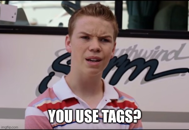 You Guys are Getting Paid | YOU USE TAGS? | image tagged in you guys are getting paid | made w/ Imgflip meme maker