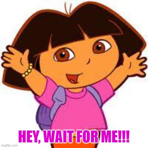 Dora | HEY, WAIT FOR ME!!! | image tagged in dora | made w/ Imgflip meme maker