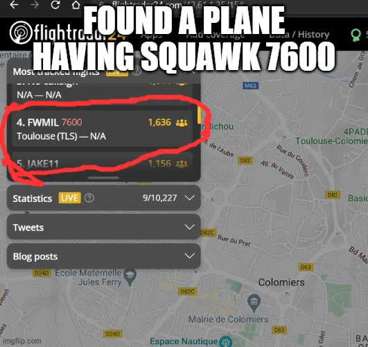 FOUND A PLANE HAVING SQUAWK 7600 | made w/ Imgflip meme maker