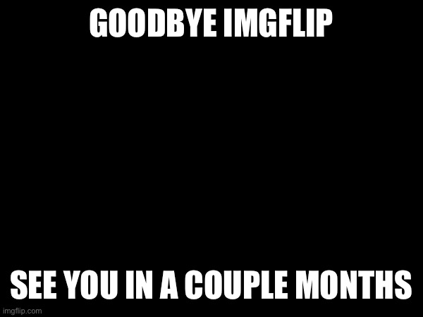GOODBYE IMGFLIP; SEE YOU IN A COUPLE MONTHS | image tagged in bye | made w/ Imgflip meme maker