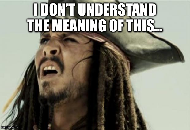 confused dafuq jack sparrow what | I DON’T UNDERSTAND THE MEANING OF THIS… | image tagged in confused dafuq jack sparrow what | made w/ Imgflip meme maker