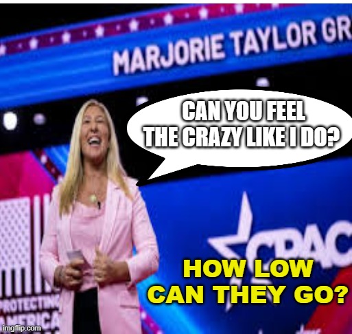 weird scenes inside Cpac 2023 | CAN YOU FEEL THE CRAZY LIKE I DO? HOW LOW CAN THEY GO? | image tagged in donald trump,maga,crazy,mtg,politics | made w/ Imgflip meme maker