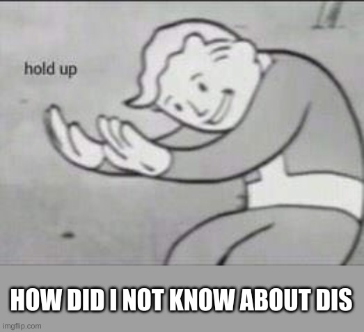 Fallout Hold Up | HOW DID I NOT KNOW ABOUT DIS | image tagged in fallout hold up | made w/ Imgflip meme maker