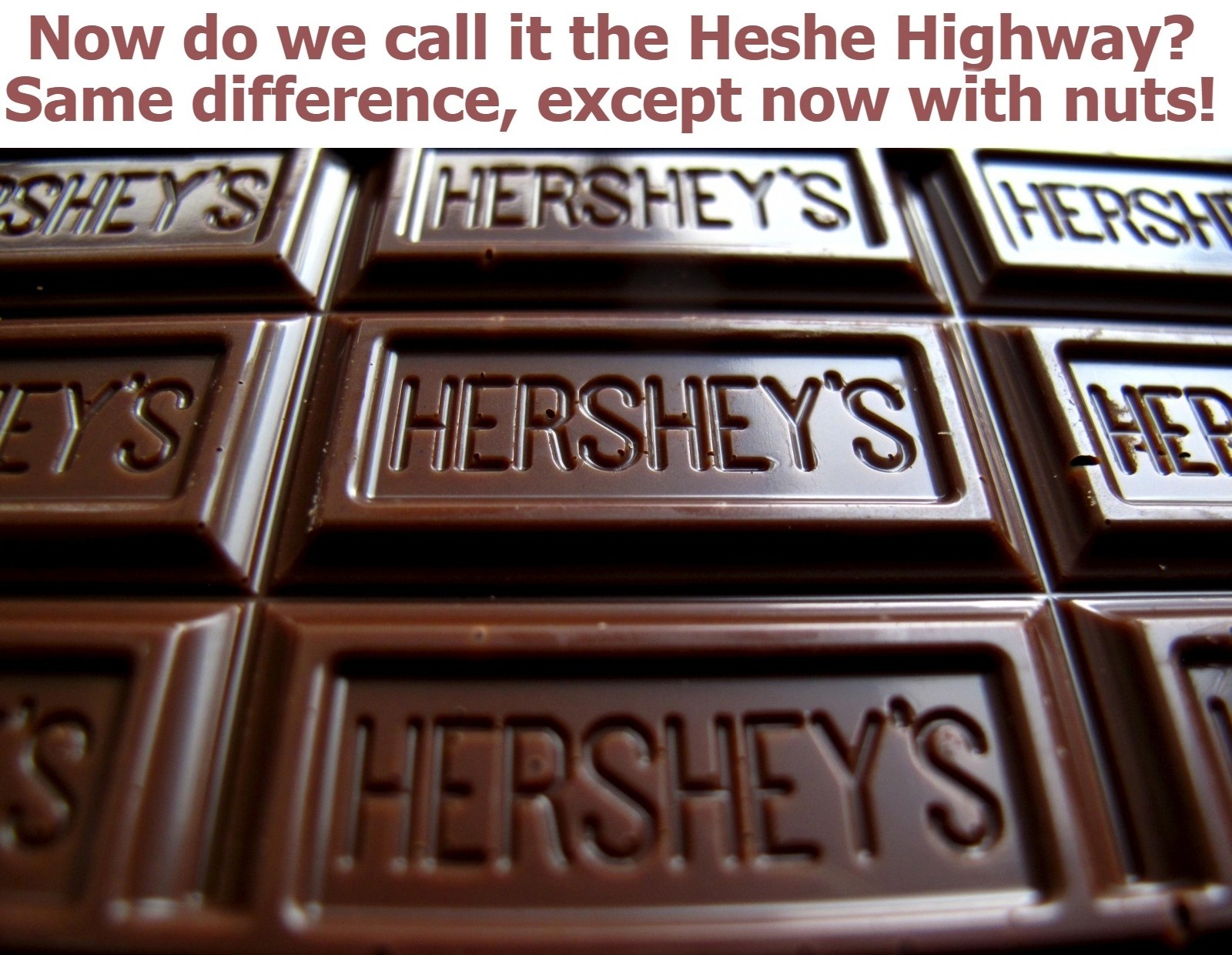 Now do we call it the Heshe Highway? Same difference, except now with nuts! | image tagged in heshe highway,hershey highway,now with nuts,cojones,tired of hearing about transgenders,cloudy with a chance of meatballs | made w/ Imgflip meme maker