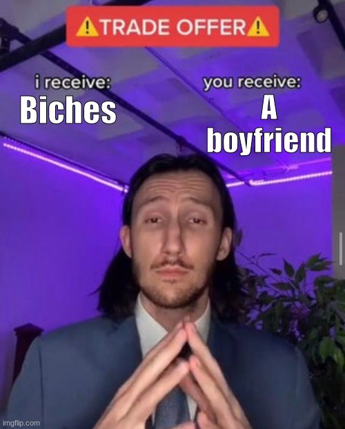 Please | A boyfriend; Biches | image tagged in i receive you receive | made w/ Imgflip meme maker