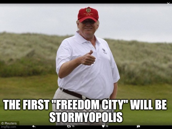 It should only cost about $130,000 | THE FIRST "FREEDOM CITY" WILL BE 
STORMYOPOLIS | image tagged in fat donald trump,trump is a moron | made w/ Imgflip meme maker