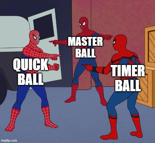 strait facts | MASTER BALL; QUICK BALL; TIMER BALL | image tagged in spider man triple,pokemon | made w/ Imgflip meme maker